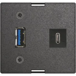 Evoline, Steckdose, Wechselmodul USB C & A + Netzteil passend zu Einbausteckdosen, schwarz