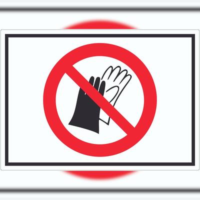 HB-Druck Handschuhe verboten Symbol Aufkleber A6 (105x148mm)