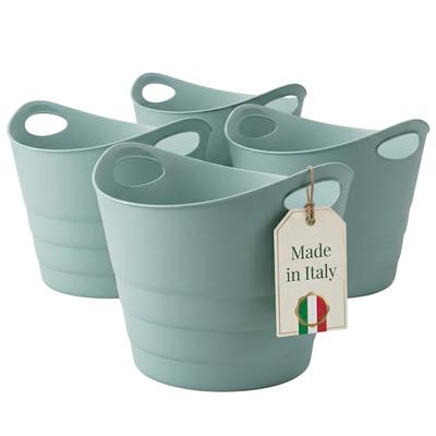 4 Stück Elastischer Gummitrog Trog mit Tragegriffen Universal Flexibler Gartenkorb Mehrzwecktrog ca. 50 Liter
