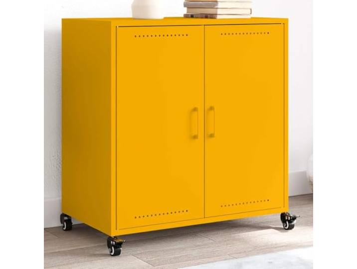Jkghdrt Sideboard Senfgelb 68x39x72 cm Stahl mit 4 Rollen Kaltgewalztes Stahlblech, glatte Oberfläche, pflegeleicht, 4 Rollen, flexibel umstellbar