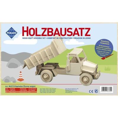 PEBARO 863/3 - Holzbausatz Kipplader, 73 Teile, Holzkonstruktion zum Zusammenstecken