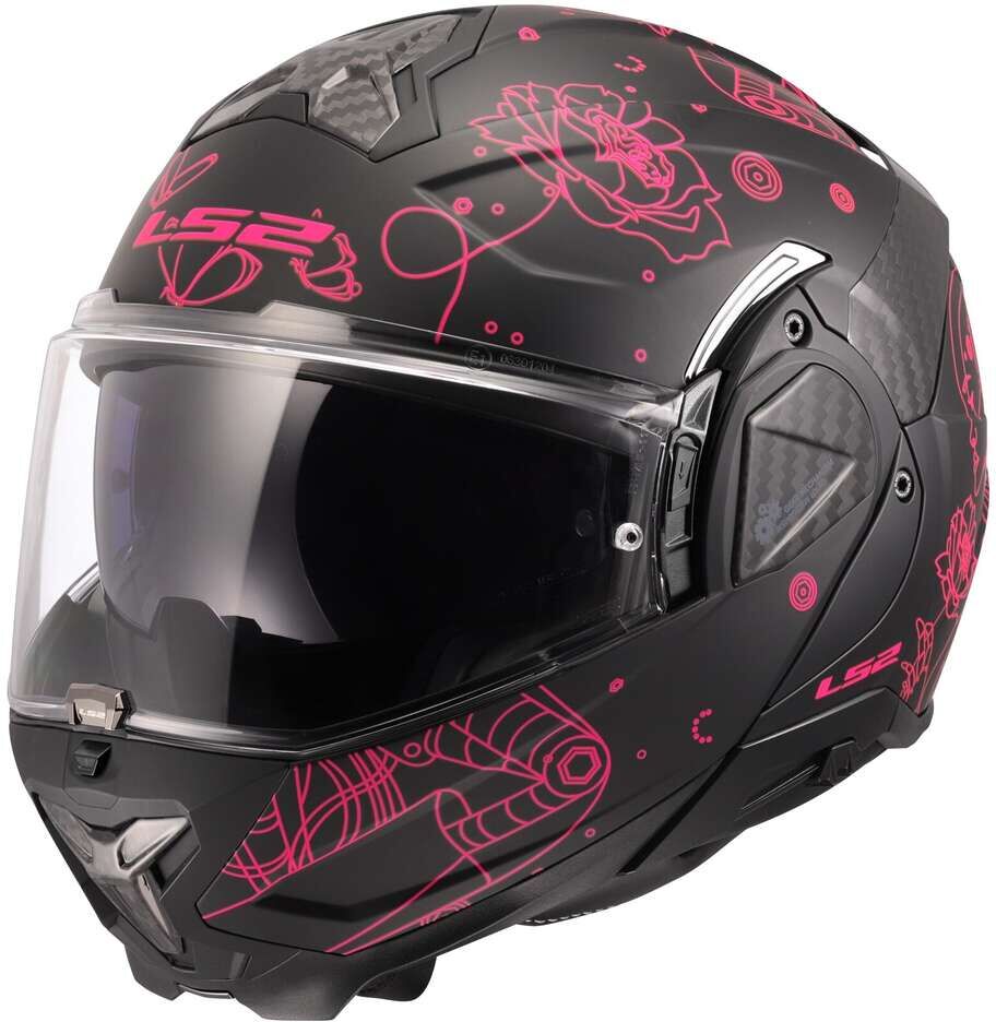 Casco Moto Modulare P/J LS2 FF910 ADVANT II SOPHIA Nero Rosa taglia 2X