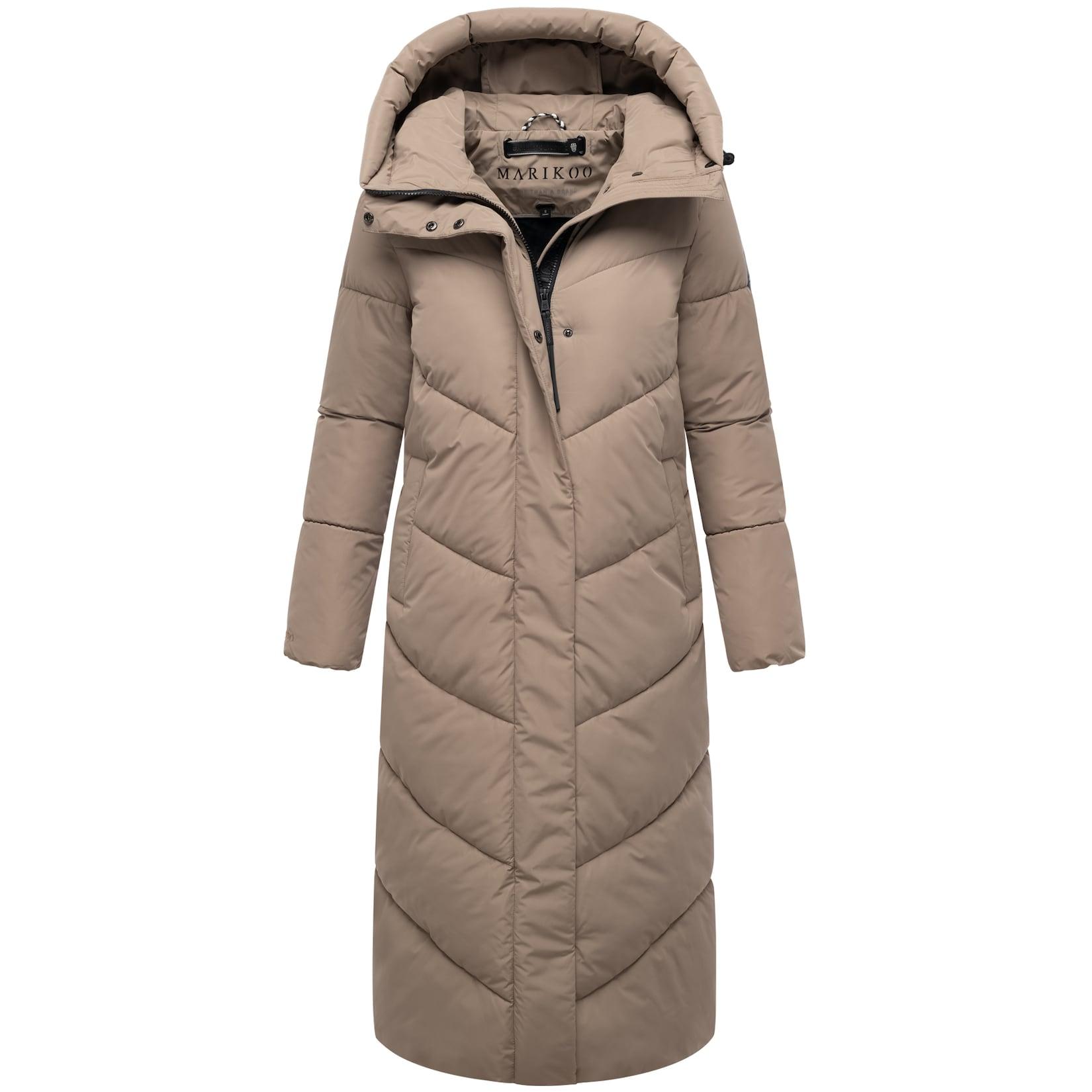 MARIKOO Damen Wintermantel langer Parka Steppmantel warm gefüttert mit Kapuze Anorak Winterjacke wasserabweisend Übergangsjacke Ranjaa