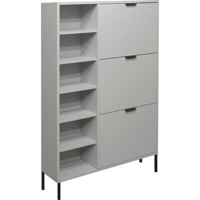 Schuhschrank MÄUSBACHER "Bonnie", grau (kreidegrau matt), B:95cm H:139cm T:25cm, Holzwerkstoff, Schränke, Schuhschrank, Schuhschrank mit Quadratgestell