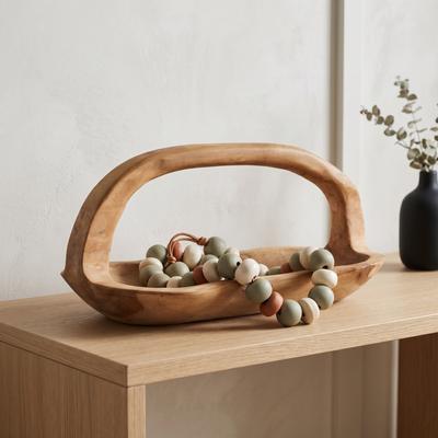 Sagebrook Home "Modern Teak Wood Bowl - 16"", Brown & Tan - 15.75"""