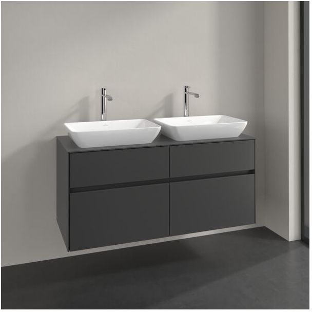 Villeroy und Boch Collaro Waschtischunterschrank C115B0VR 120x54,8x50cm, für 2 Waschtische, LED-Beleuchtung 8,8W, graphite