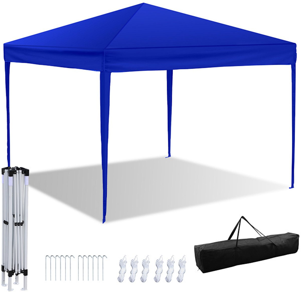 Blauwe opvouwbare partytent paviljoen met draagtas, 3 x 3 m