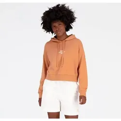 NEW BALANCE Damen Kapuzensweat NB Essentials Graphic Crop Fleece Hoodie, Größe M in Braun Braun