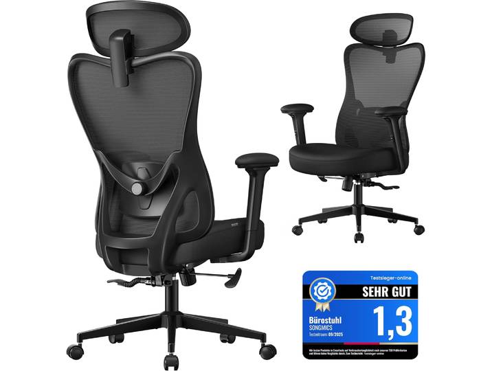 Bürostuhl ergonomisch verstellbar schwarz Netz