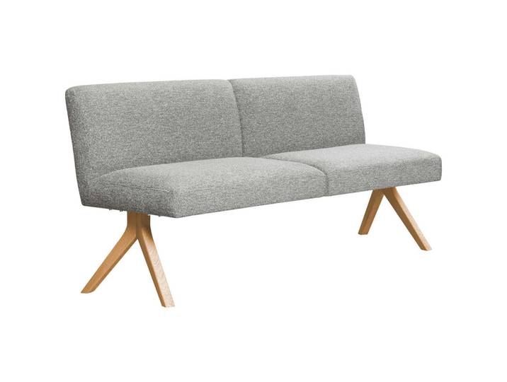 Linea Natura Sitzbank, Hellgrau, Holz, Eiche, vollmassiv, 160x85x69 cm, Esszimmer, Bänke, Sitzbänke