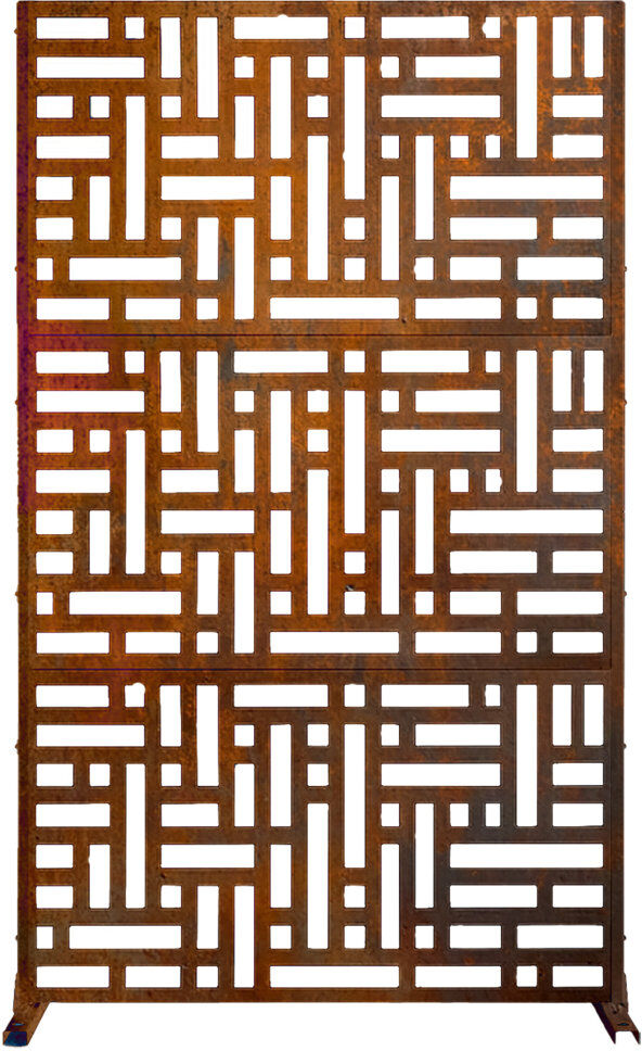 NICOMAN Metal Outdoor Maze Privacy Screen 90cm X 180cm Rust 180cm H X 90cm W X 40cm D