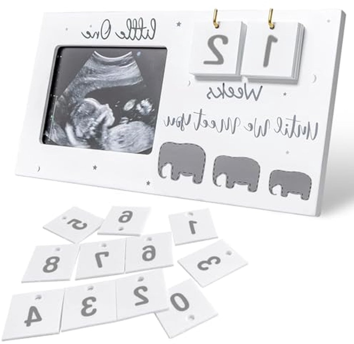 Baby Scan Fotolijst Bruin - Echografie Lijst voor Zwangerschap Aandenken - 24 x 13 cm
