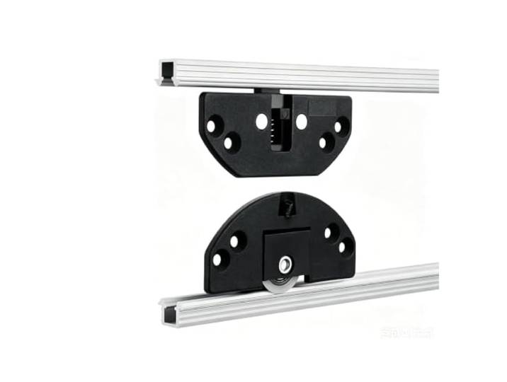 Schiebetürschienen-Set mit PE-Rollen for Schrank- und Kleiderschranktüren, 1 Set(Staggered Door,6.6ft)