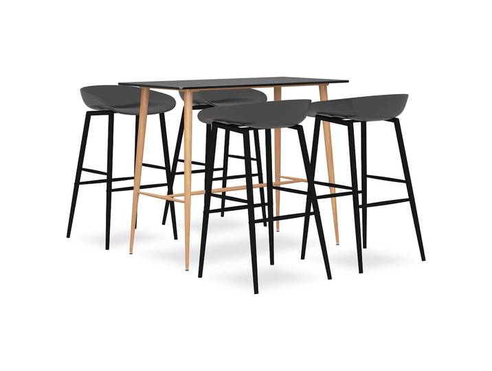 vidaXL 5-tlg. Bar-Set Schwarz und Grau