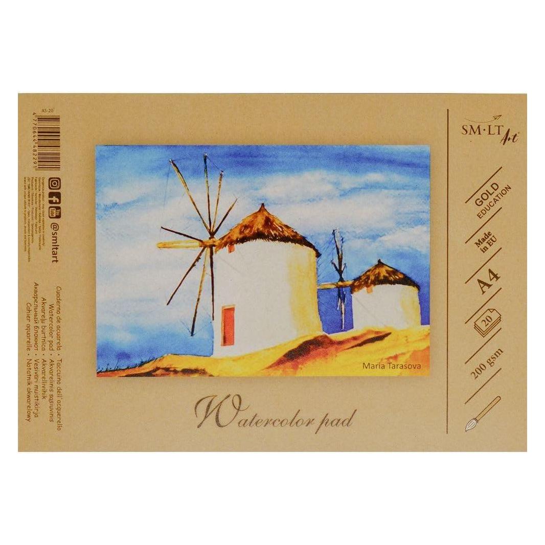 ART Watercolor notebook SMLT, A4, 200 g, gummed (20) 0708-206 (A4, Blanko) (AS20)