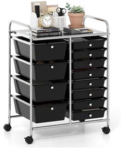 12 Drawer Rolling Cart Storage Organizer Cart with Drawers