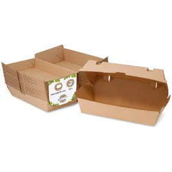 BIOZOYG 50 Stück Take-away-Box braun 13 x 24,8 x 7,5 cm Lebensmittelverpackung Snackbox umweltfreundlich nachhaltig stabil biologisch abbaubar