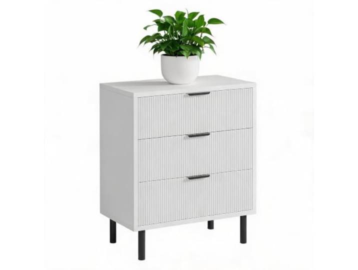 Zstar Modernes Fluted Kommode Mit 3/5 Schubladen, Holz Sideboard Metallfüße, Kippsicherung - Viel Stauraum für Schlafzimmer, Flur & Eingangsbereich