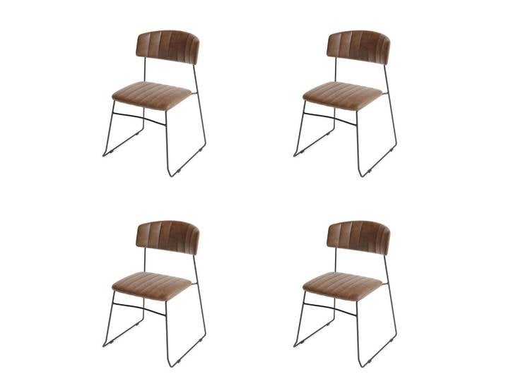 Mid.you Stuhl-Set, Cognac, Metall, Leder, 48x78x57 cm, Europäischer Sicherheitsstandard, stapelbar, Esszimmer, Stühle, Esszimmerstühle, Esszimmerstühle-Set