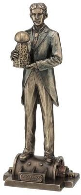 Veronese Design 12 in H Nikola Tesla Holding a Model of Wardenclyffe Tower Poly Resin