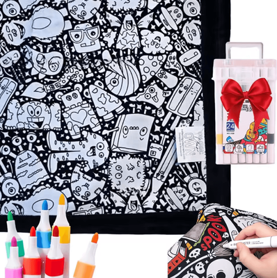 Inspire Curations DIY Coloring Blanket With Markers For Creative Relaxation k
