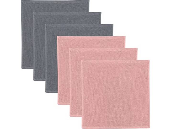 Erwin Müller Reinigungstuch, Putztuch, Putzlappen, Spültuch 2-farbig 6er-Pack grau/altrosé Größe 25x25 cm - zum Spülen oder Staubwischen, robust, langlebig, mit Frottierseite
