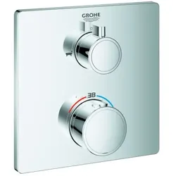 Grohe Grohtherm Fertigmontageset 24080000 chrom, UP-Wannen-Thermostat mit 2-Wege-Umstellung