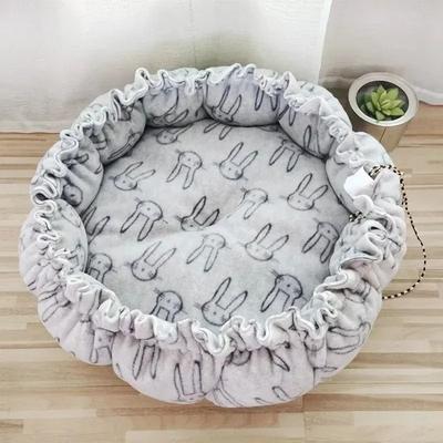 Uplifted Finds Plush Nesting Donut Pet Bed & Cushion Basket grey Rabbit s