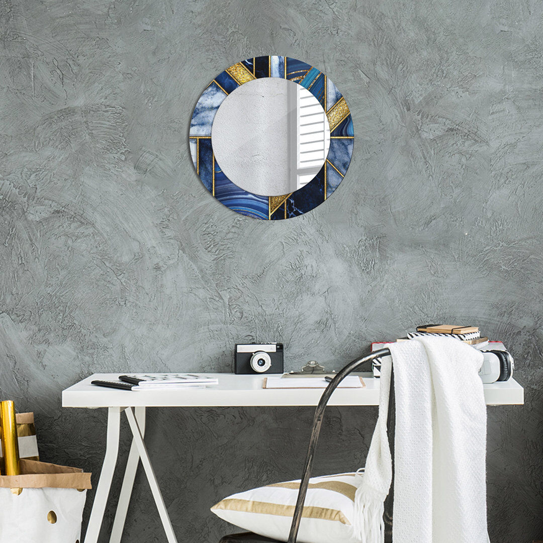 East Urban Home Huldar Glass Flat Mirror Golden Modern Marble 50cm H x 50cm W
