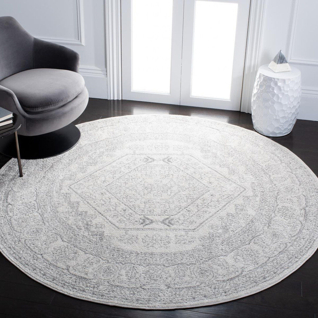 Latitude Vive Stromsburg Oriental Area Rug White/Grey Round 122 cm