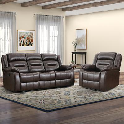 EBELLO Faux Leather Power Loveseat Recliner, Electric Reclining Sofa with Overstuffed Armrests, 2-Seater Couch for Living Room