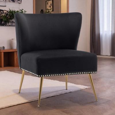 "25"" Polyester Armless Printed Cloth Accent Slipper Chair with Metal Legs and Modern Upholstered Design"