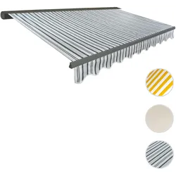 Elektrische Kassetten-Markise T122, Vollkassette Volant 4x3m ~ Polyester Grau/Weiß, grau