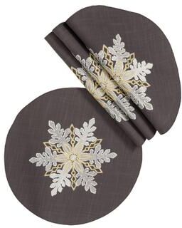 Xia Home Fashions "Winter Snowflake Embroidered Doilies - 16"""