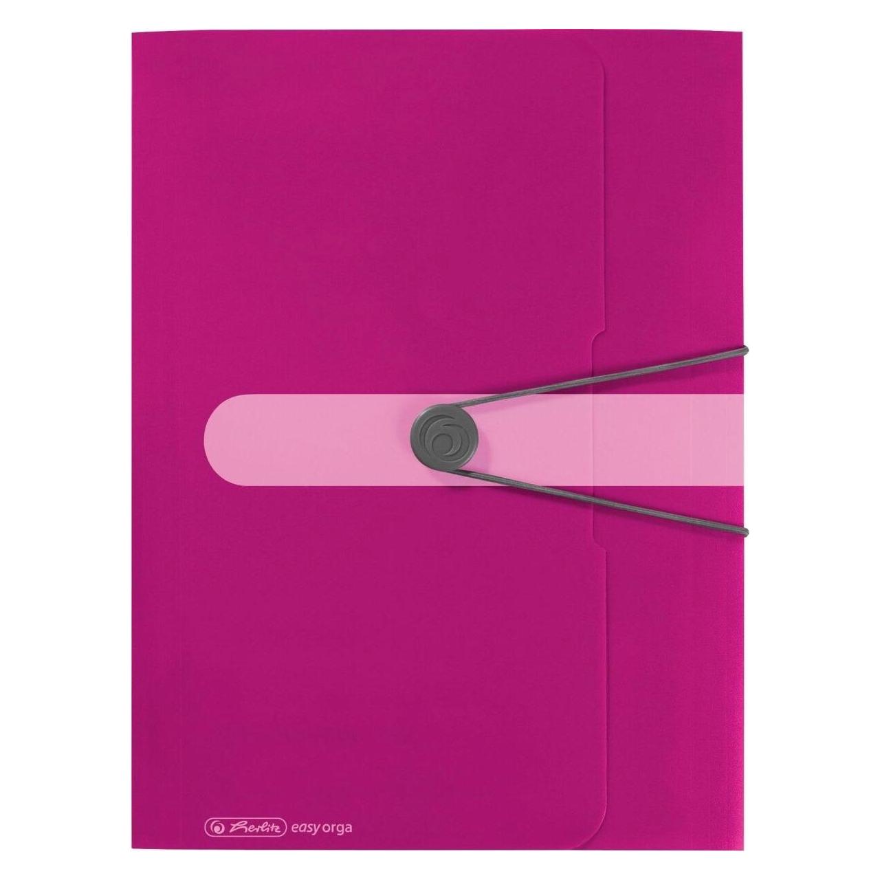 Herlitz Sammelmappe easy orga to go, A4, PP-Folie, beere opak, 3 Einschlagklappen, mit Verschlussknopf und G (A4, 1x) (11216538)