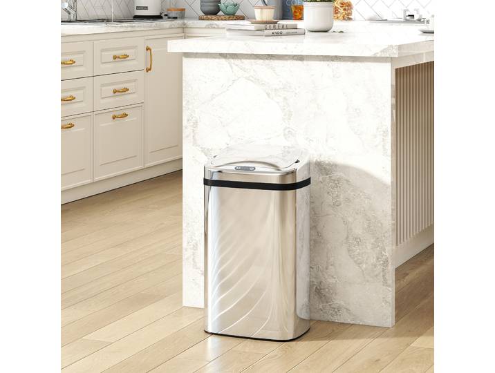HOMCOM Poubelle 30L Automatique Argent
