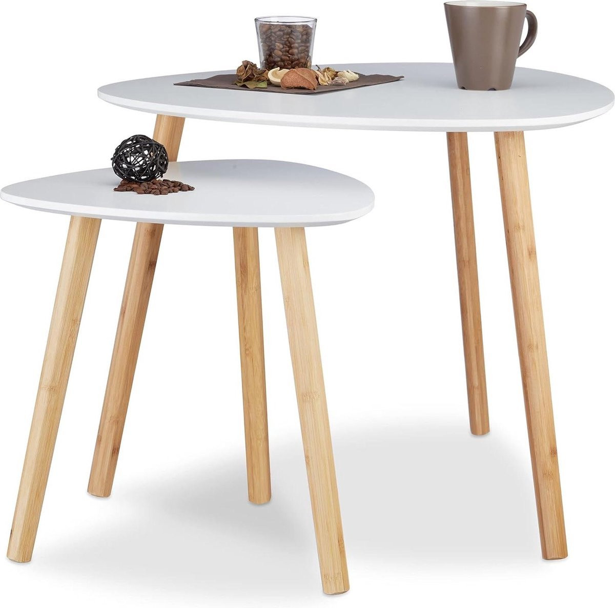 Thuys Set van 2 Ruimtebesparende Bijzettafels Scandinavisch Design Wit