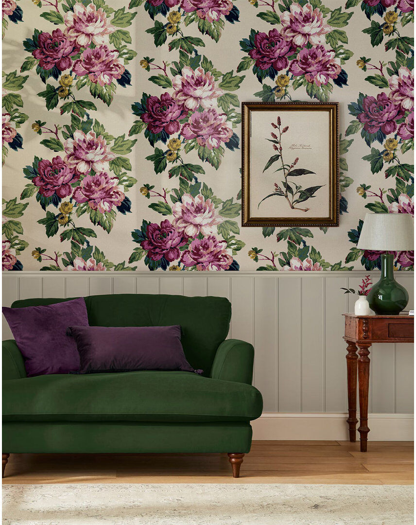 Joules Invite Floral Creme Wallpaper Cream/Pink/Green 500cm L