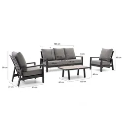 Tierra Outdoor Musone Sessel-Sofa Lounge-Set 4-teilig 5-Sitzer verstellbar