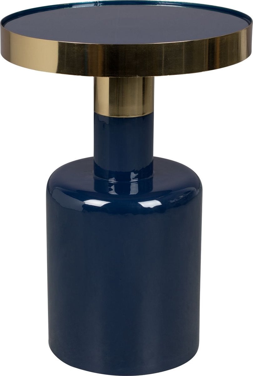 Zuiver Glam Bijzettafel Rond Blauw/Goud Breedte: 36 cm, Hoogte: 51 cm