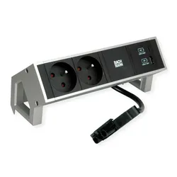 Bachmann, Steckdosenleiste, DESK2 2x UTE 1x USB A/C 22W inox (2x, CEE 7/5)