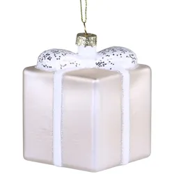 Chic Antique Geschenk mit Glitzer zum Aufhängen, H8/L6/B6 cm, antique latte
