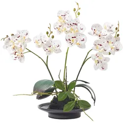 KUNSTBLUME Orchidee weiß-pink in Deko-Schale, 38 cm