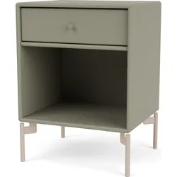 Dream Nachtschrank braungrün auf beigen Beinen
