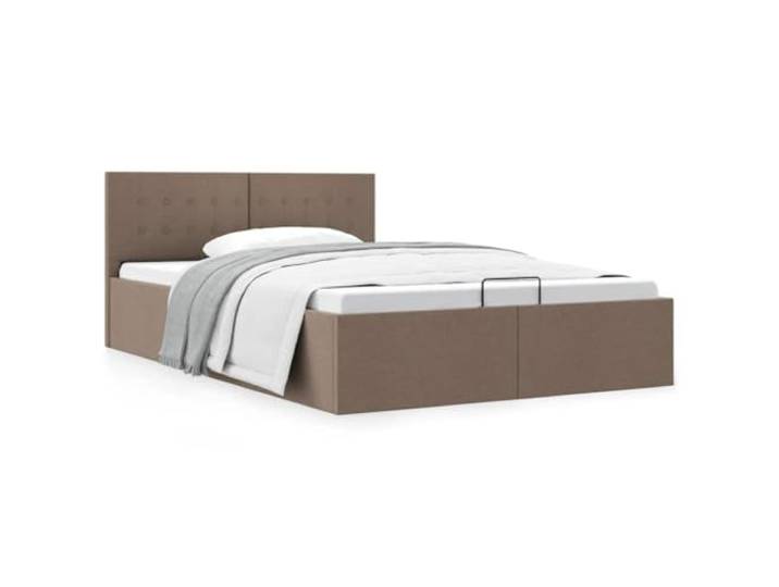 YNGBHFNOP Hydraulikbett aus Stoff Taupe MDF Stauraum 140x200 cm Stauraumbett Hydraulisch Taupe Stoff 140x200 cm Bettgestell mit Gasdruckfeder Polsterbett mit Bettkasten Doppelbett MDF