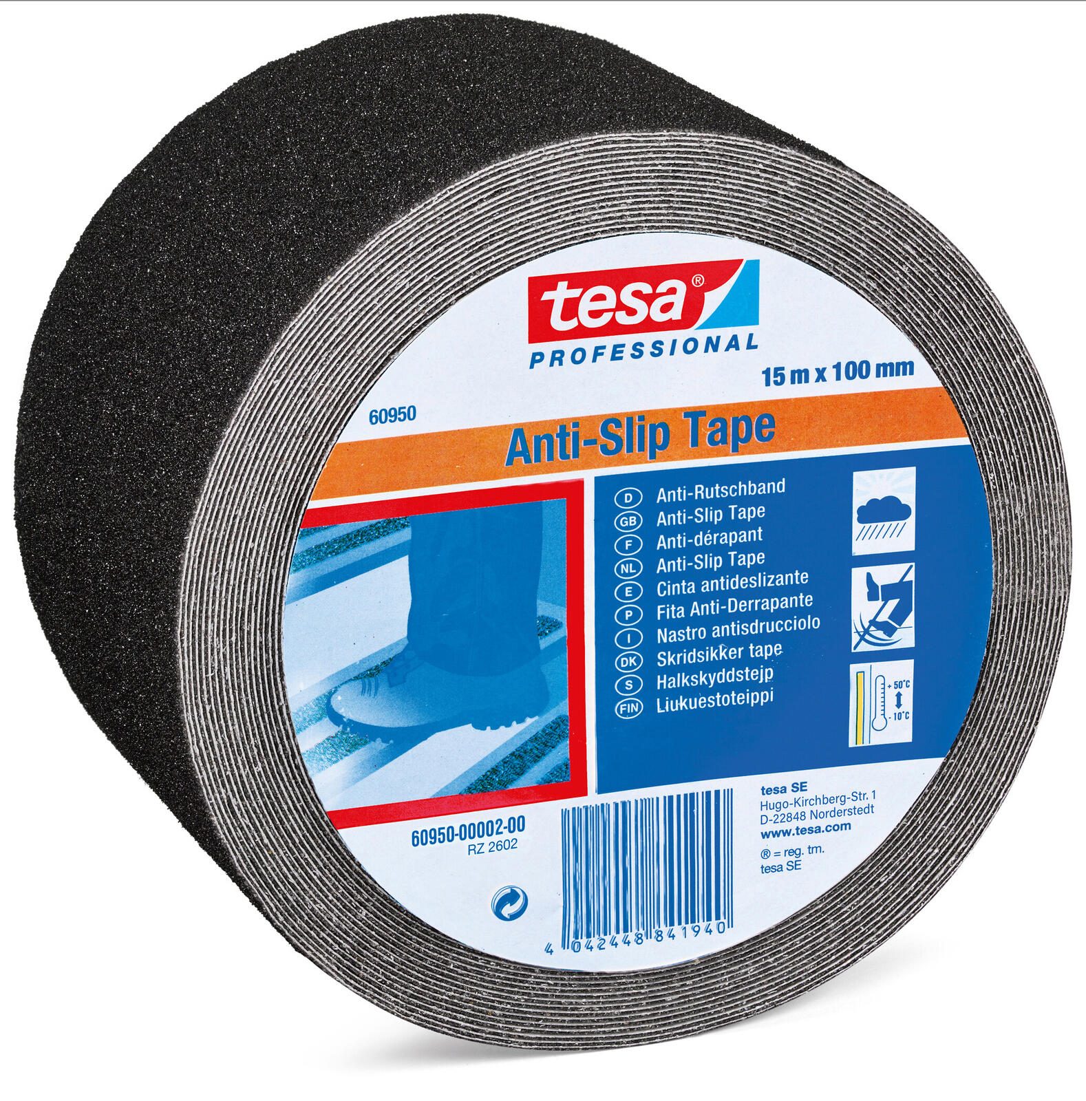 tesa Anti-Rutsch-Band Professional 60950 100 mm x 15 m, schwarz 60950-00002-00