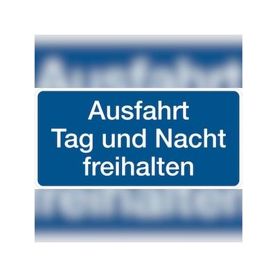 Hinweisschild, Ausfahrt Tag und Nacht freihalten, 170x350mm, Alu geprägt - 350x170x0.45 mm Aluminium geprägt