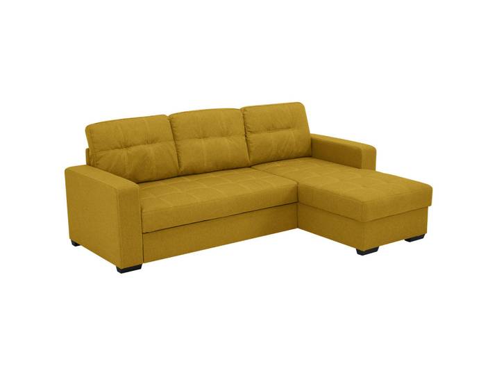 Livetastic Eckschlafsofa, Senfgelb, Kunststoff, 3-Sitzer, 240x160 cm, Made in EU, Wohnzimmer, Sofas & Couches, Schlafsofas, Schlafsofas mit Bettkasten