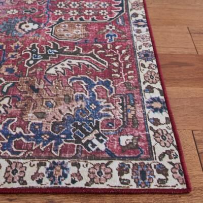SAFAVIEH Tucson Machine Washable Slip Resistant Lukke Oriental Distressed Rug
