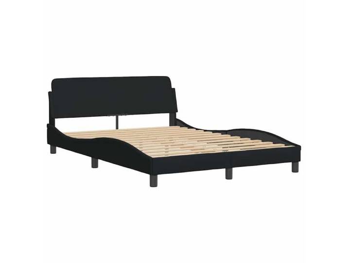 Lit Noir - Structure de lit Dover noir 140x200 cm tissu - Lit chambre&7178514843
